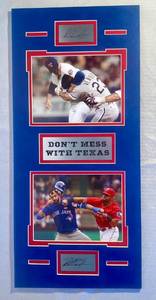 lot 1 image: Dont Mess with Texas Photos Custom matted 24x11 Nolan Ryan - Robin Ventura Headlock and Odor-Bautista punch wlaser etched Signatures