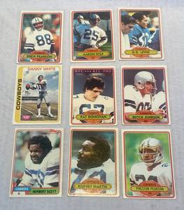 lot 25 image: 9 Various Dallas Cowboys Football Cards Drew Pearson, Danny White, Harvey Martin and others