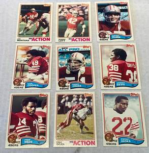 lot 30 image: 1982 San Francisco 49ers Football Cards including Joe Montana and Ronnie Lott and others (9 total)