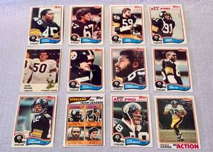 lot 32 image: Pittsburg Stealers Football Cards including Terry Bradshaw, Jack Lambert and Franco Harris (12 Total)