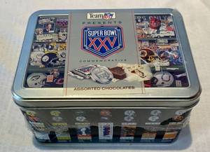 lot 46 image: 1990 Super Bowl XXV Commernorative Assorted Chocolates - Sealed & unopened