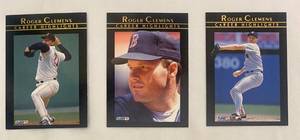 lot 96 image: Roger Clemens Career Highlights Limited Edition Cards #10, 11, and 12 of a 12 card subset 92 Fleer