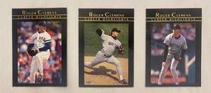 lot 97 image: Roger Clemens Career Highlights Limited Edition Cards #7, 8, & 9 of a 12 card subset 92 Fleer
