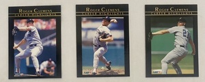 lot 98 image: Roger Clemens Career Highlights Limited Edition Cards #4, 5, 6 of a 12 Card Subset 92 Fleer
