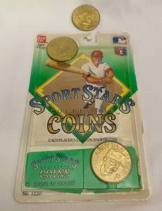 lot 108 image: Bandai 1990 Sports Stars Collector Coins No. 1220 plus and extra coin