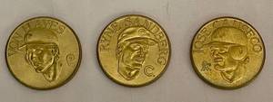 lot 110 image: 1990 Collector Coins Jose Canseco, aRyne Sandberg & Von Hayes (3)