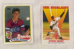 lot 112 image: Steve Avery Cards 1989 Topps #784wautograph & 1992 Score #797