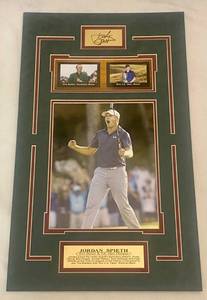 lot 132 image: Jordan Spieth 2015 Masters and US Open Championship wlaser etched signatures 21.75 x 13