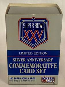 lot 145 image: Super Bowl XXV Limited Edition Silver Anniversary Commemorative Card Set