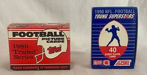 lot 146 image: Topps Football Picture Cards 1989 Traded Series Cards 1T through 132T 1990 Score NFL Football Young Superstars 40 Glossy player cards score