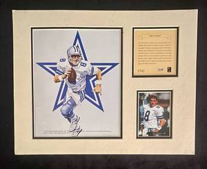 lot 153 image: 1984 Troy Aikman Dallas Cowboys Matted Kelly Russell Lithograph Print #2742