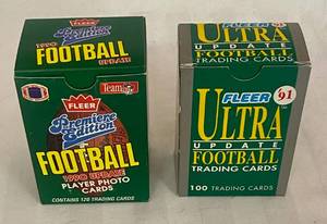 lot 161 image: 90 Fleer Premier Edition Football Player Photo Cards & Fleer 91 Ultra Update Football Trading Cards
