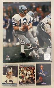 lot 195 image: Roger Staubach 10 x 8 Photo ProSet #6 ProSet #37 & ProLine #85