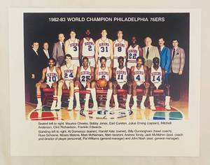 lot 199 image: 1982-83 World Champion Philadelphia 76ers Photo 8.5 x 11