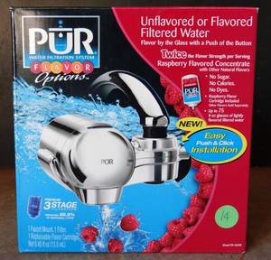 lot 14 image: NEWSEALED - PUR FM-5050C 3 Stage Horizontal Faucet Mount with Flavored Cartridge