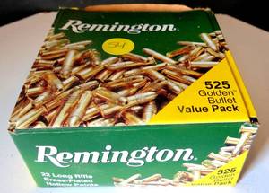lot 54 image: REMINGTON 22 LR HOLLOW POINT 525 ROUND BOX