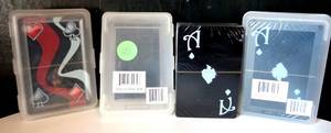 lot 65 image: LOT OF 2 - SOLID BLACK PLAYING CARDS IN STORAGE CASE