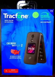 lot 110 image: NEWSEALED - TracFone Alcatel MyFlip 2 Black Flip Phone A406DL $$