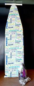 lot 122 image: BLACK & DECKER STEAM IROM AND FULL SIZE IRONING BOARD