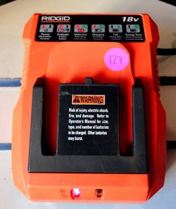 lot 127 image: Ridgid R86091 18 Volt Dual-Chemistry Battery Charger $$