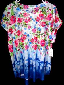 lot 141 image: NEW WTAGS - TIME N TRU FLORAL WOMENS BLOUSE - SIZE XL