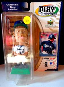 lot 186 image: UD PLAYMAKERS ICHIRO SUZUKI FIGURE BOBBLE HEAD RARE MARINER #51 7 INCHES & CARD