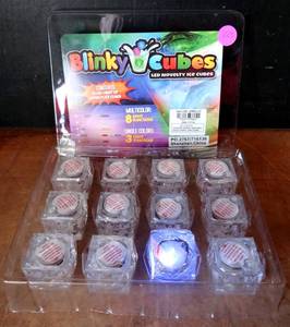 lot 223 image: BLINKY CUBES - SET OF 12 PURPLE FLASHING NOVELTY ICE CUBES (WATERPROOF)
