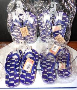 lot 237 image: NEW WTAGS - LSU TIGERS CHILDRENS FLIP FLOPS (4X$)