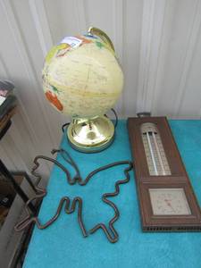 lot 33 image: Springfield thermostat, small world globe light on stand