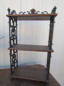 lot 69 image: 29168 Heavy cast iron 3 tier table bookshelf