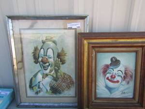 lot 109 image: 2016 clown photo, 1815 wood frame clown photo