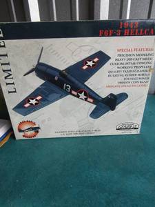 lot 10 image: US NAVY SHIP  like new condition, 15 long, NIB      1943 F6F-3 Hellcat plain limited edition METAL CAST MODEL
