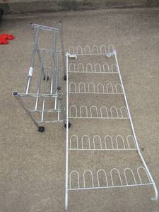 lot 149 image: 3 tier metal shoe rack, door hanger shoe storage rack