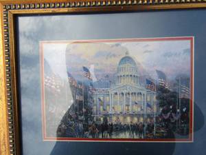 lot 179 image: Thomas Kincade Photo of the White House with American flags surrounding  14 X 18