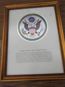 lot 217 image: Great Seal of the United States framed  17X13