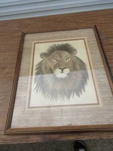 lot 218 image: Mary Dunhien framed LION Print  2118