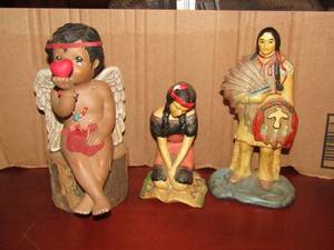 lot 24 image: Indian lot includes praying girl, chief, Angel qty 3