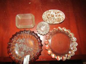 lot 40 image: Ash trays, glass soap dish, glass trinket and more