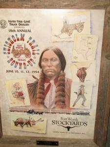 lot 47 image: Ft worth stock yards photo framed with wooden frame, 3125