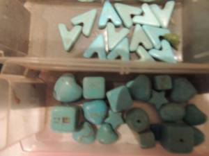 lot 220 image: Turquoise beads all shapes plus mustard stones all drilled and ready to be strung