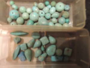 lot 219 image: group of turquoise shapes, stones and balls ready for you to string into your own necklace