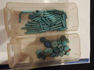 lot 218 image: group of turquoise shapes, stones and balls ready for you to string into your own necklace