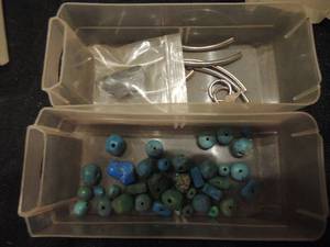 lot 226 image: turquoise stones silver spacers a petrified wood for crafting