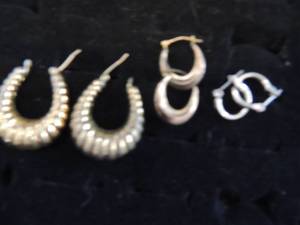 lot 79 image: 3 pair gold earring hoops and shrimp style