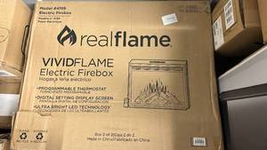lot 3 image: Vivid Flame Electric Firebox Real Flame Heater (in 2 boxes, very large, Retail $469)