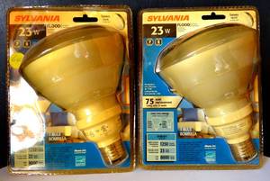 lot 64 image: NEW - SYLVANIA 23 WATT FLOOD LIGHT (75 WATT REPLACEMENT) - LOT OF 2