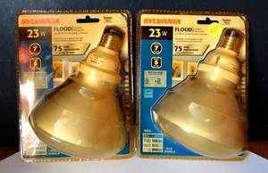lot 65 image: NEW - SYLVANIA 23 WATT FLOOD LIGHT (75 WATT REPLACEMENT) - LOT OF 2