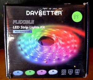 lot 83 image: DAY BETTER FLEXIBLE LED STIP LIGHTS WITH COLOR REMOTE - NIB