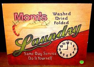 lot 99 image: MOMS LAUNDRY COLORFUL WALL DISPLAY