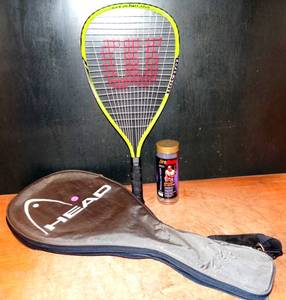 lot 104 image: WILSON RACKETBALL RACKET AND BALLS